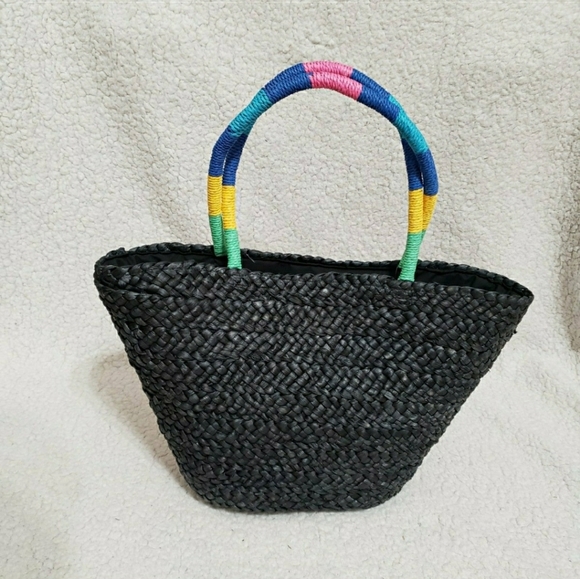 Tabitha Brown x Target Abstract Lemon Print Woven Straw Tote - NWT Black - Picture 6 of 9